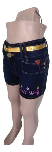 Short Niña De Mezclilla, Bordado Con Capibara