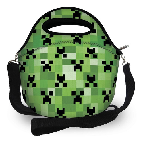 Imagem 2 de 6 de Kit Escolar Lancheira + Squeeze Creeper Mine Volta As Aulas