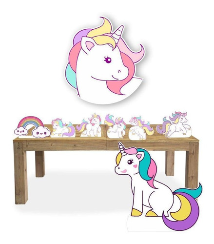 Kit Display Festa Unicornio + Painel Elipse Mdf