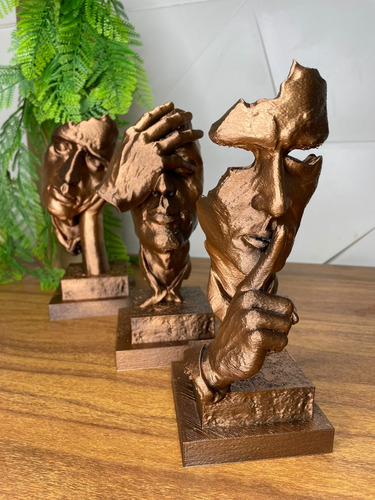 Trio Estatuetas Pensador -silêncio, Meditação E Concentração