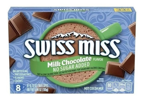 Swiss Miss Cacao Sin Azucar 8 Paquetes 165 Gr 8 Tazas