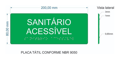 Placa Visualização Tátil Banheiro Acessível