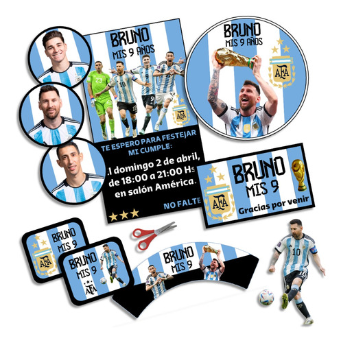 Kit Imprimible Selección Argentina Personalizado Candybar