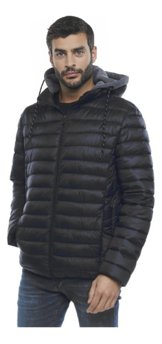 Campera Nylon Lisboa Matelaseada Capucha De Friza Desmotable