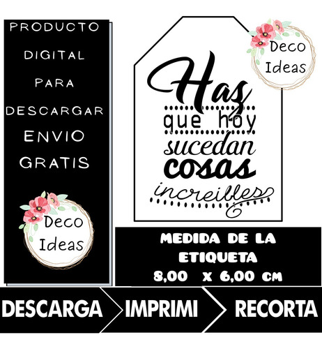 Kit Imprimible 07 Frases Motivadoras Stikers Tag Topper