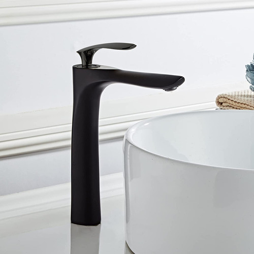 Grifo Mezclador Monomando Para Lavabo De Baño Alta Alargado Negro - Yesop