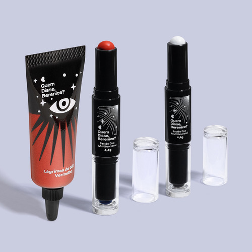 Combo Halloween Qdb: Lágrimas De Glitter Vermelho 9ml + Bast