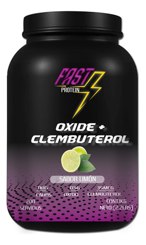 Óxido Nítrico + Clembuterol Fast Suplement 1kg 200 Serv Limón