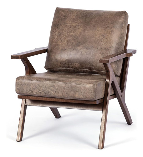 Homrest Oversize Mid Century Wooden Accent Chair, Modern Gol