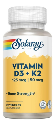 Vitamina D3 5000mg Con K2 60 Caps, Solaray,