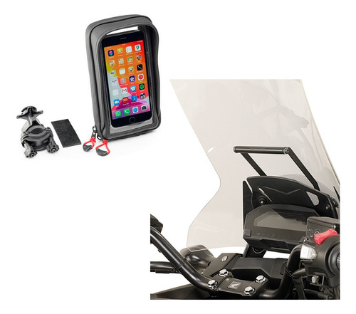 Kit Barra Soporte + Bolso iPhone Pro Max P/ Honda Nc 750x