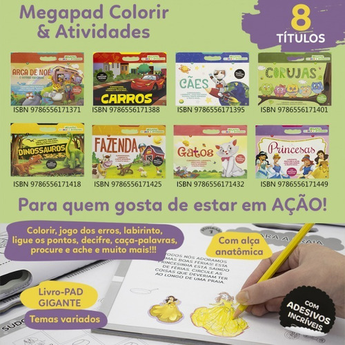 Imagem 7 de 7 de Livro Megapad Colorir E Atividades Princesas Com Adesivos