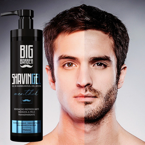 Kit Shaving Gel Big Barber Lemon + Menthol Atacado 4 Unidade