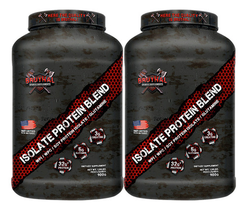 2x Whey Isolate Protein Blend 900g Cada - Bruthal Sports Sabor Cookies & Cream