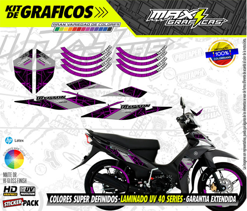 Calcomanias Yamaha Crypton 115  Dark Ediiton Morado 