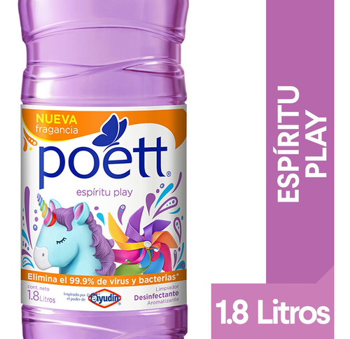 Poett Desinfectante Limpiador Pisos  Espiritu Play 1.8l