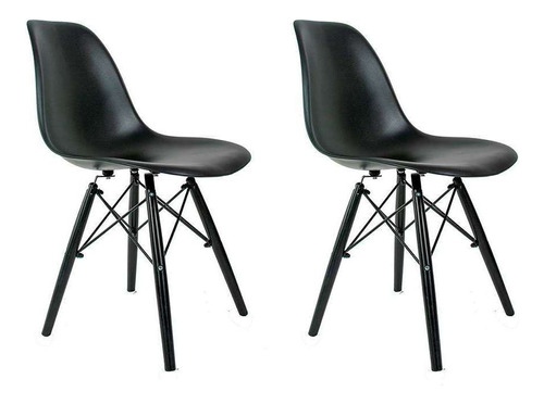 Conjunto Com 2 Cadeiras Charles Eames Ii Preto