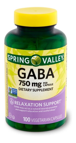 Gaba 750 mg 100 cápsulas Spring Valley importadas de EE. UU.