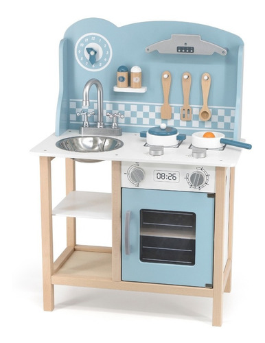 Cocina De Madera Completa Con Accesorios Celeste Polar B