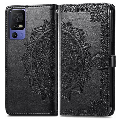 Funda Para Tcl 40 Se Mandala Flip Cover Cuero Negro