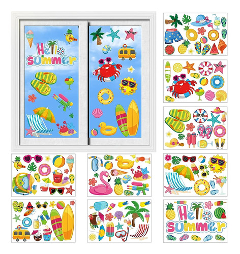 129pcs Hola Ventana De Verano Pega Pegatinas Hawaiian Luau B