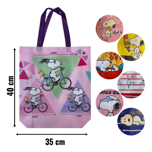 Paquete De 6 Bolsas Ecológicas De Snoopy | Diseños Surtidos Rojo Snoopy