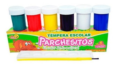 Témpera Escolar Parchesitos X 6 Colores 