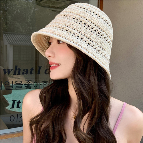 Sombrero De Cubo De Tejido De Sol Plegable Para Mujeres