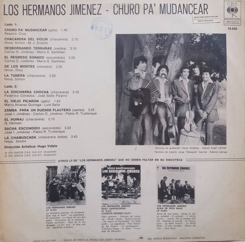 Los Hermanos Jimenez - Churo Pa' Mudancear Lp 1 (Usado)