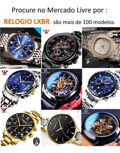 Relogio Automatico Esqueleto Dourado Automatico Lxbr R60