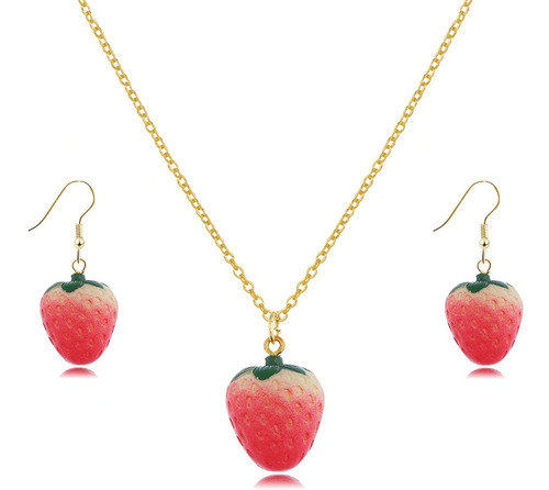 Collar De Fresas Niñas Adolescentes Pendientes De Fres...