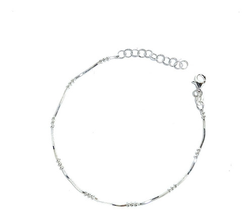 Pulsera Cola De Topo Bolitas Mini Plata Fina 925 20cm