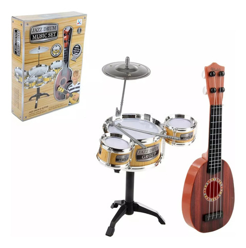 Set Batería Musical Regalo Niña O Niño + Guitarra Juguete 