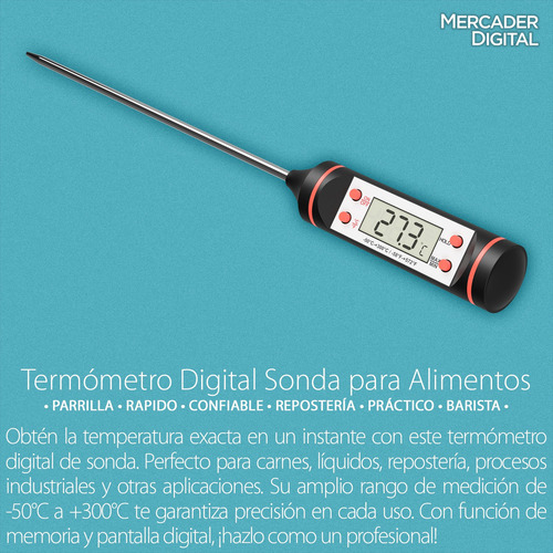 . 5 Pz Termómetro Digital Sonda Cocina Alimento Líquidos