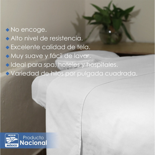 10 Sabana Clinica Hospitalaria 144h 155x220 60/40 Pol/aLG Color Blanco Diseño de la tela Liso