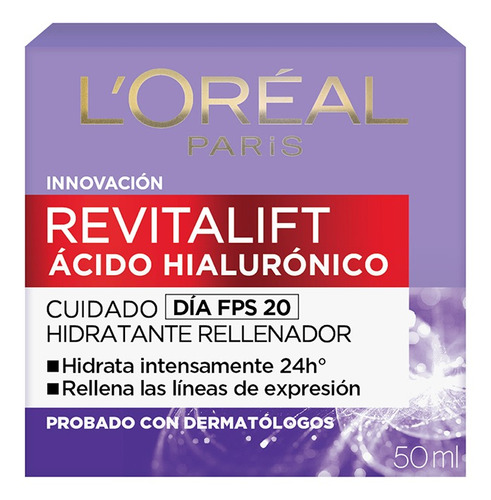 Imagen 2 de 7 de Crema Anti Arrugas Revitalift Ácido Hialurónico Loreal 50ml