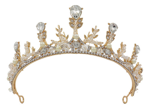 Tocado De Novia Con Forma De Corona De Perlas Y Diamantes De