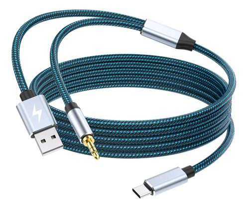 Cable Auxiliar Usb C A 0.138 In Con Cargador, 2 En 1 Usb C A