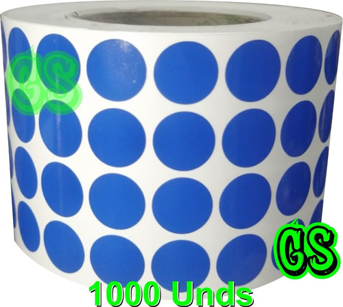 Etiquetas Adhesiva Azul Circular 2cm X1000 Resistente Agua