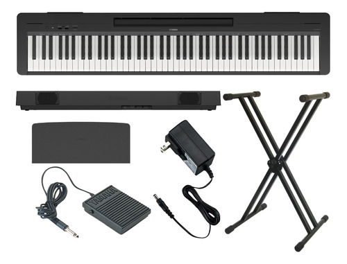 Kit Piano Digital Yamaha P-145 Bk Suporte Pedal Sustain