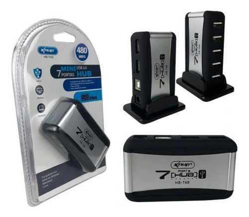 Mini Hub Usb 7 Portas Com Fonte Usb 2.0 480mbps Hb-t68