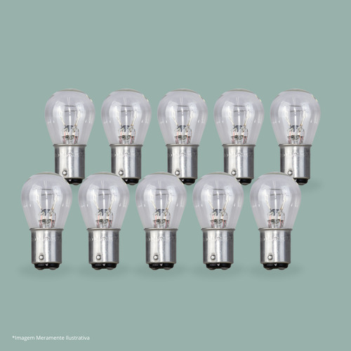 Kit 10 Lampada Dianteira Luz De Freio Bay15d 2 Polos 21w 24v