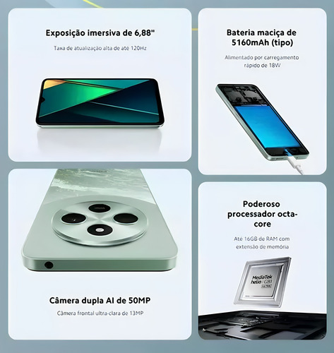 Xiaomi Poco C75 256gb/8gb Versão Global 2025+ Fone+ Relogio