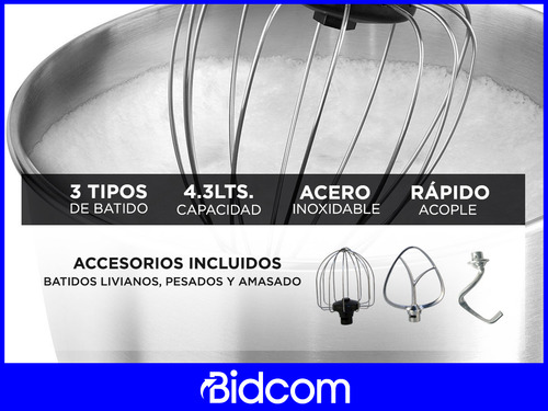 Batidora Planetaria Gadnic B1502 1000W 4.3L 6 Velocidades