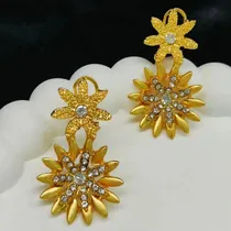 Comprar Aretes De Oro 24k Para Mujer, Joyería Negra A La Moda