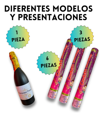 Popper Lanzador De Confetti Colores 40cm Alcance 10m Fiestas