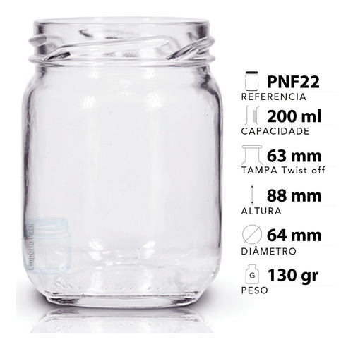 Imagem 3 de 6 de 12 Potes De Vidro Conserva 200ml Com Tampa E Lacre