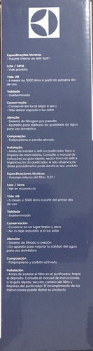 Imagem 5 de 7 de Refil De Filtro De Água Electrolux Pe11b Pe11x Pc41b Pc41x..