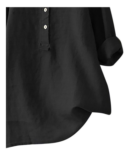 Camisa Túnica Suelta Con Botones Sueltos Y Manga 34 Con Cue Camisa Túnica Suelta Con Botones Sueltos Y Manga 34 Con Cue