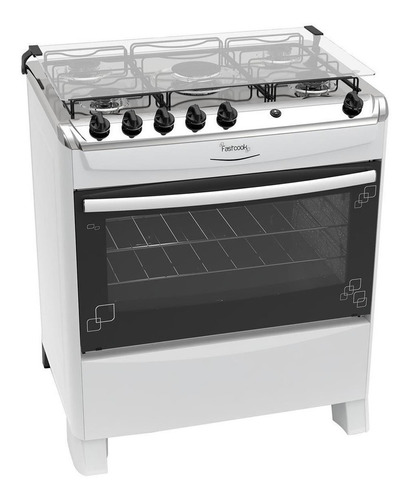 Fogão  de chão Atlas Fastcook  5Q a gás/elétrico 5 queimadores  branco 110V/220V porta com visor 86.5L